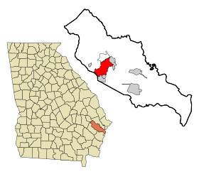 Liberty County Georgia Incorporated and Unincorporated areas Hinesville Highlighted.svg