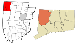 Salisbury's location within Litchfield County and Connecticut