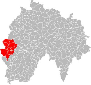 Location of the Communauté de communes Entre 2 Lacs in the Cantal department