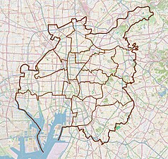 Mapa konturowa Nagoi, blisko centrum u góry znajduje się punkt z opisem „Nagoya-jō”