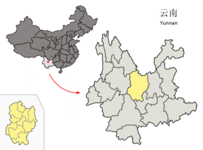 Location of Chuxiong Prefecture within Yunnan (China).png