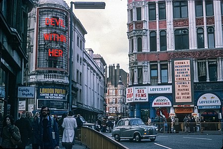 Piccadilly circus in London, 1975
