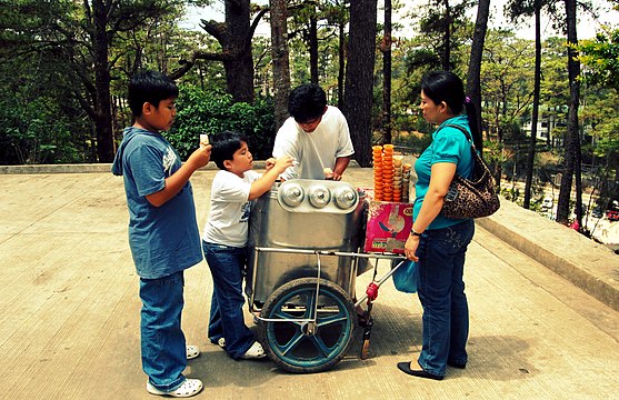Children buying sorbetes in Baguio City
