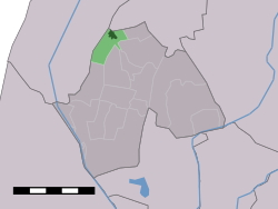 The village centre (dark green) and the statistical district (light green) of Sint Maarten in the former municipality of هارنکارسپل.