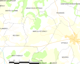 Mapa obce Marcilly-et-Dracy