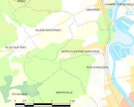 Mapa obce Norroy-lès-Pont-à-Mousson