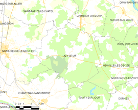Mapa obce Azy-le-Vif