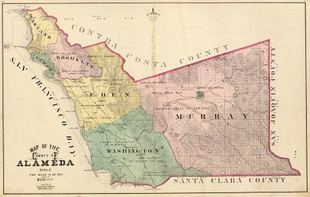 Alameda County, 1878 (six townships): Washington Township in green (lower left) Map of Alameda County 1878 LARGE.jpg