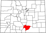 Map of Colorado highlighting Huerfano County.svg