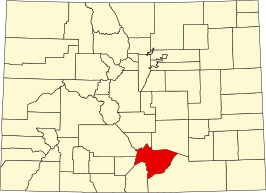 Locatie van Huerfano County in Colorado