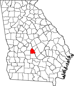 Karte von Pulaski County innerhalb von Georgia