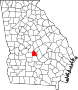 Harta statului Georgia indicând comitatul Pulaski