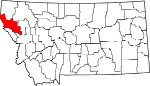 Map of Montana highlighting Sanders County