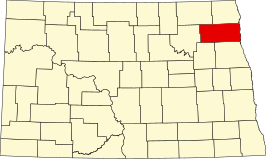 Locatie van Walsh County in North Dakota