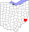 Mapa de Ohio con la ubicación del condado de Monroe