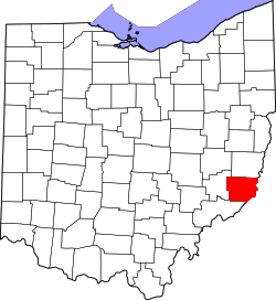 map of Ohio highlighting Monroe County