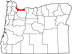 map of Oregon highlighting Multnomah County