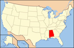 Alabamas beliggenhed i USA