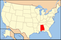 앨라배마 주의 위치가 표시된 미국의 지도