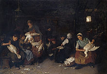 Die Gänserupferinnen: Liebermanns erstes großes Ölgemälde entstand 1872 unter Beeinflussung durch Munkácsy und Rembrandt.