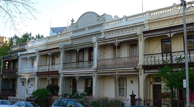Double storey terraces on Drummond street, typical of much of Carlton's residential districts