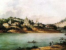 The Mezhyhirskyi Monastery, located on the right bank of the Dnieper, Fyodor Solntsev, 1843 Mezhyhirskyi Monastery, 1843.jpg