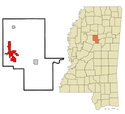 Montgomery County Mississippi Incorporated and Unincorporated areas Winona Highlighted.svg