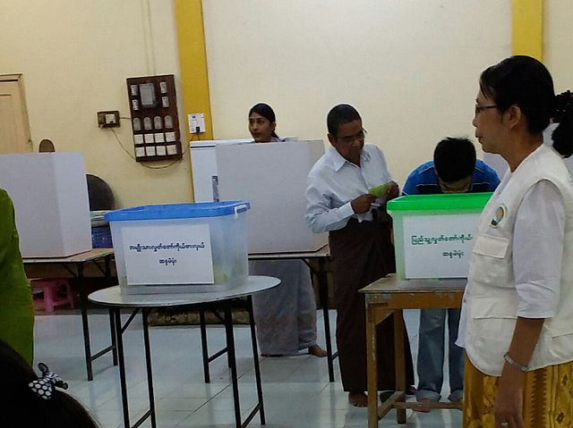 Voting at a polling station