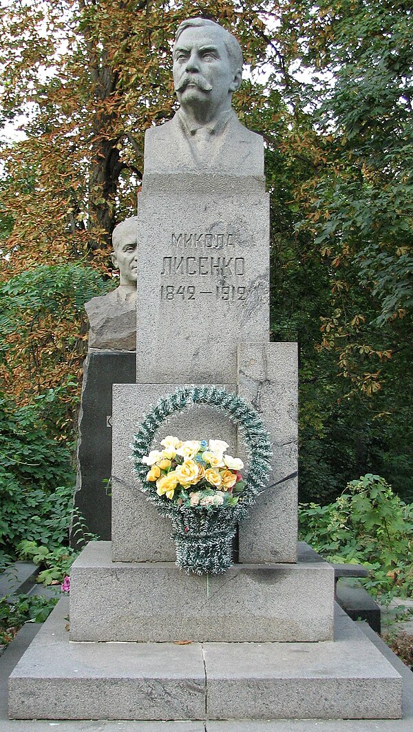 Mykola Lysenko's grave at Baikove Cemetery in Kyiv.