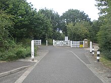Trackbed of Cowes line leaving Newport. It is now a cycle route. National Cycle Route 23 at Newport industrial estate.JPG