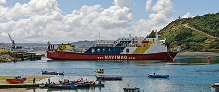 Navimag ferry, MV Evangelistas, in Puerto Montt, Chile Navimag MV Evangelistas in Puerto Montt.jpg
