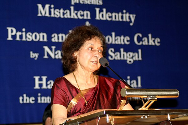 Nayantara Sahgal speaking at the launch of Mistaken Identity by HarperPerennial in Delhi, November 2007