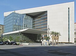 The LAPD Administration Building, the headquarters of the Los Angeles Police Department in downtown Los Angeles. New Parker Center 2012.jpg