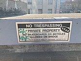 No trespassing sign on the Portsmouth Square pedestrian bridge in San Francisco.jpg