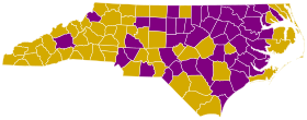 Resultados das eleições primárias democratas da Carolina do Norte por condado, 2008.svg