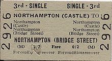 Castle to Bridge Street ticket from 1957.