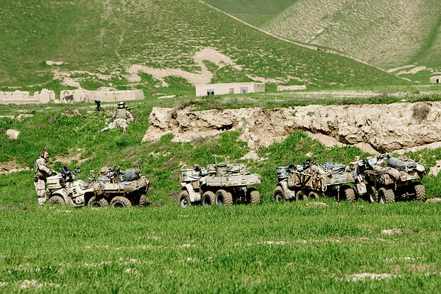 Four 6x6 Polaris Big Bosses in use by members of the Norwegian Telemark Battalion during the War in Afghanistan.