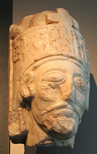 King Eystein I: marble portrait head originally from Munkeliv Abbey Oeystein.jpg