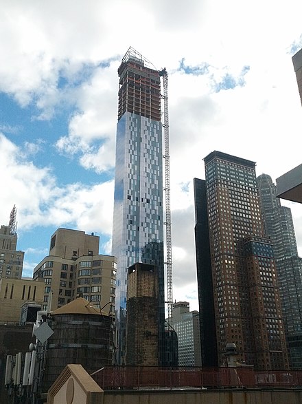 One57, a skyscraper in New York City, under construction. Such a development would have gone through stringent checks against the local building code before planning permission was granted.