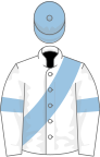 White, light blue sash, armlets and cap