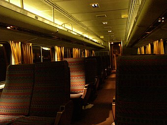 Superliner Coach interior in the factory original configuration, seen in 2004 on the Texas Eagle