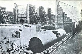 The Panama Canal locks under construction in 1910