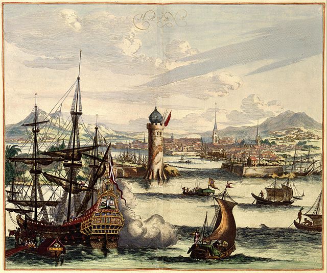 Ancient print of colonial Havana