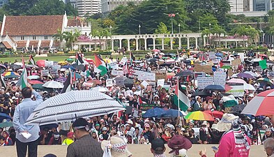 Kuala Lumpurreko manifestazioa Palestinarekin elkartasunez 2023ko urriaren 22an