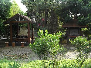 Pietà and first Station of the Cross in the Prayer Garden.