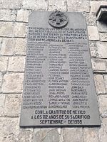 Commemorative plaque to the San Patricios, Mexico City, 1959 Placa conmemorativa del batallon de San Patricio.jpg