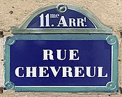 Plaque Rue Chevreul - Paris XI (FR75) - 2021-05-25 - 1.jpg