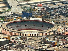 The colonial Plaza de toros de Acho in Lima, Peru, opened on 30 January 1766. Plaza Acho.jpg