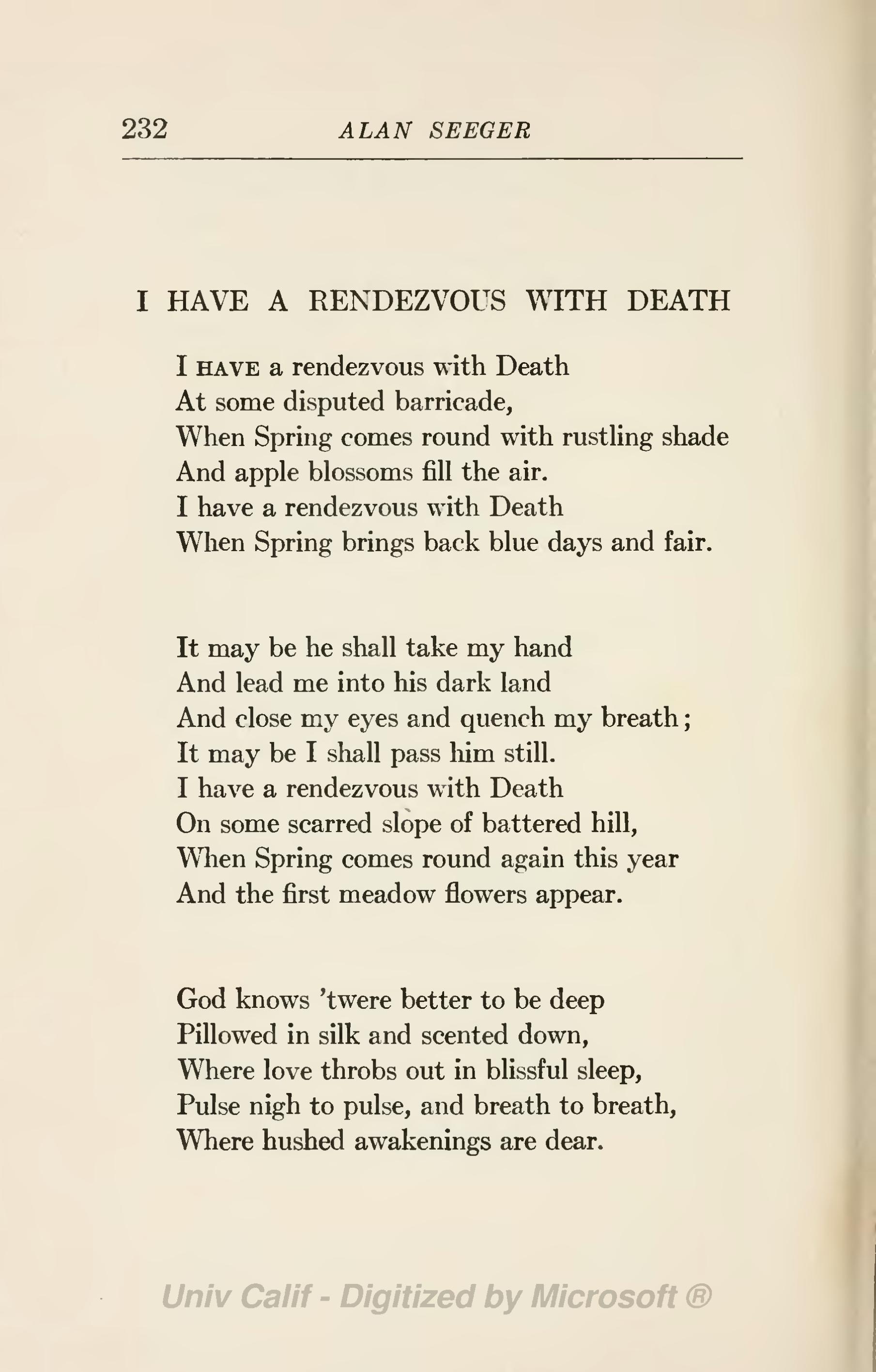 rendezvous with death poem