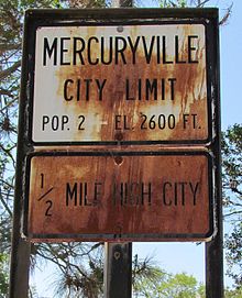 Mercuryville City limits road sign from the 1950s Pop 2 sign.jpg
